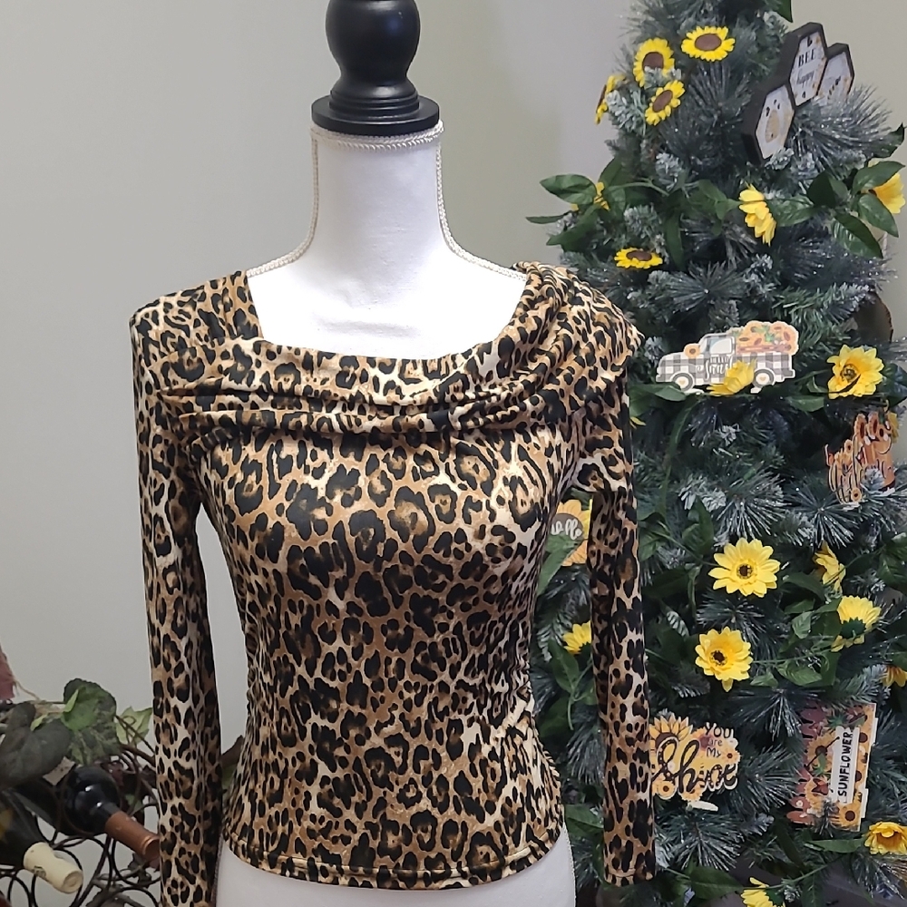 Leopard Print Long Sleeve Top